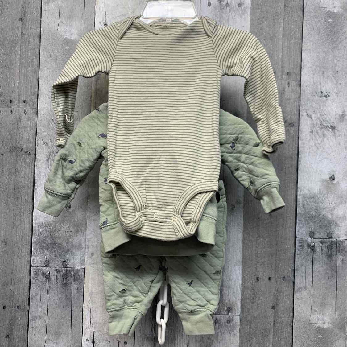 Size 3 Months Green/White Carter's Jacket/Pants