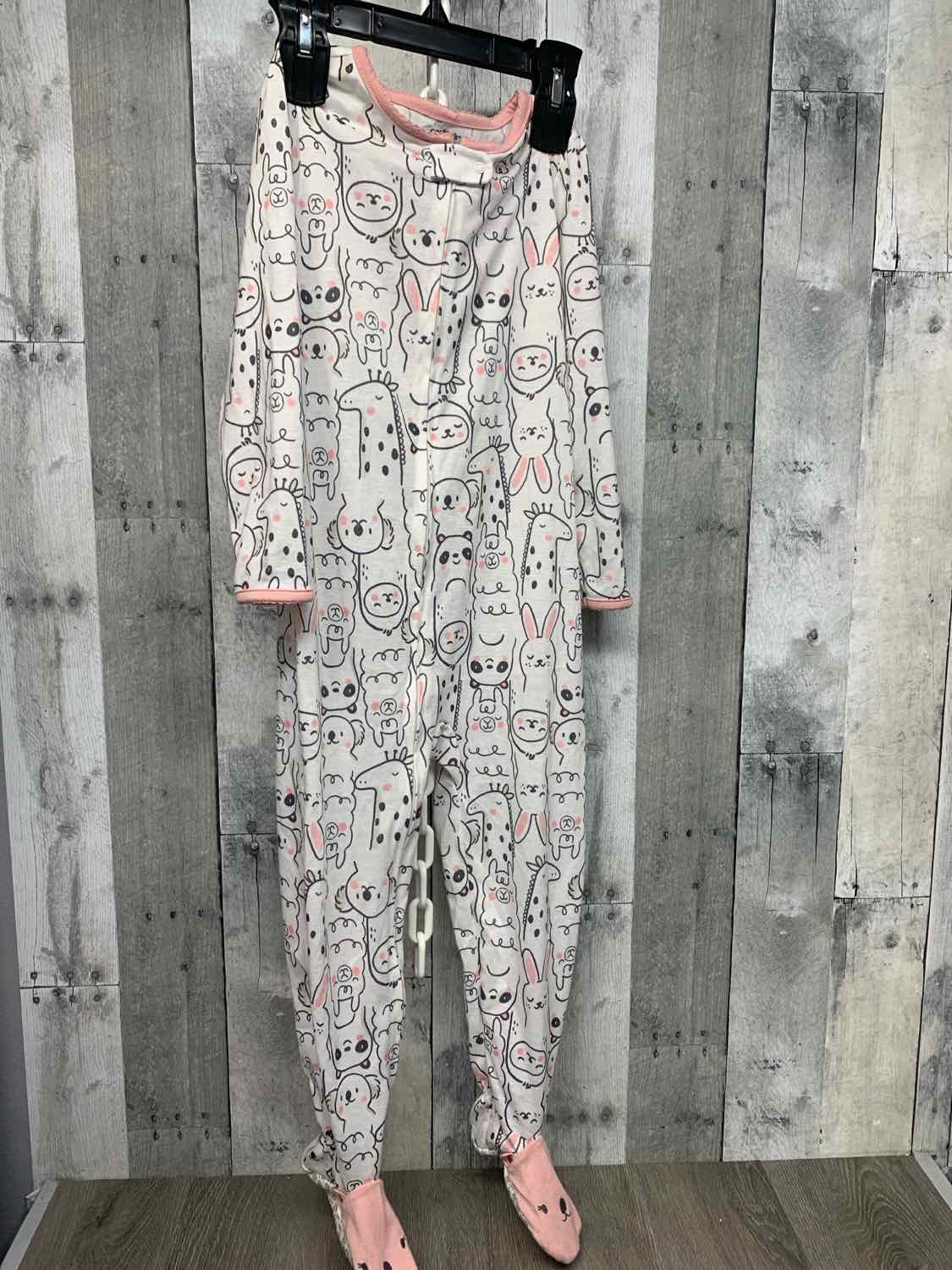 Size 5T White/Pink Carter's Footy PJs