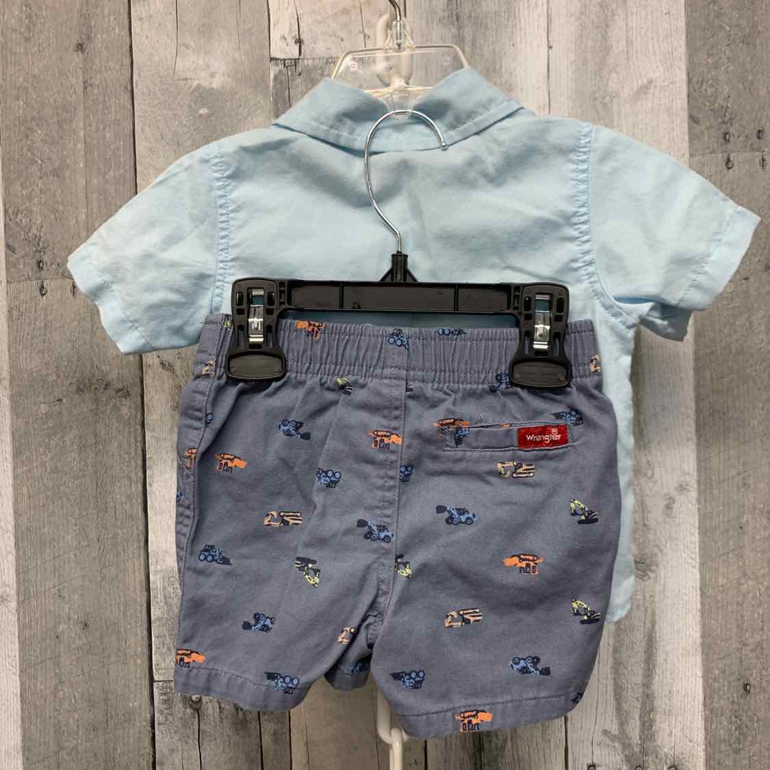 Size 12 Months Blue/Navy Wrangler Shirt/Shorts - OodlesCB