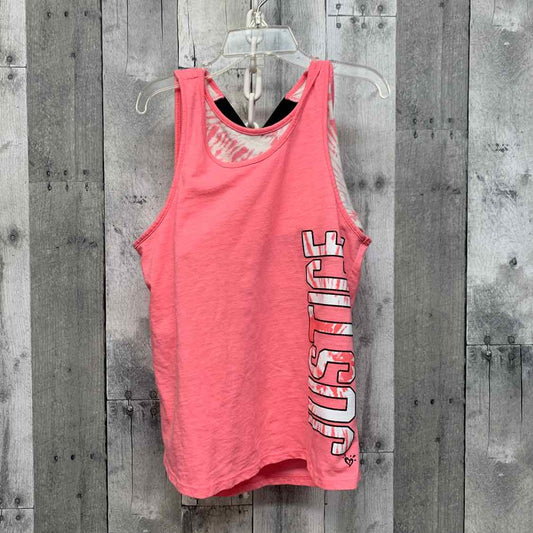 Size 10 Pink/White Justice Tank Top