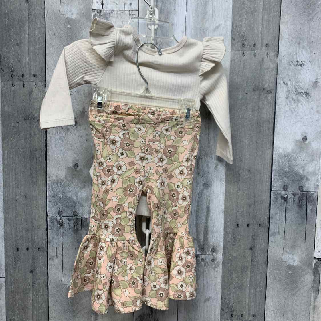 Size 9 Months Ivory/Pink Baby Essentials Shirt/Leggings