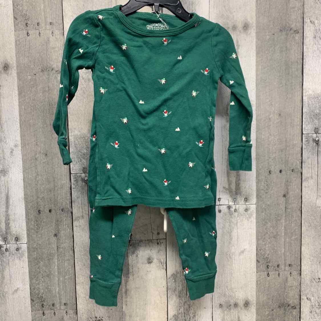 Size 2T Green Print Holiday Brands 2pc PJs