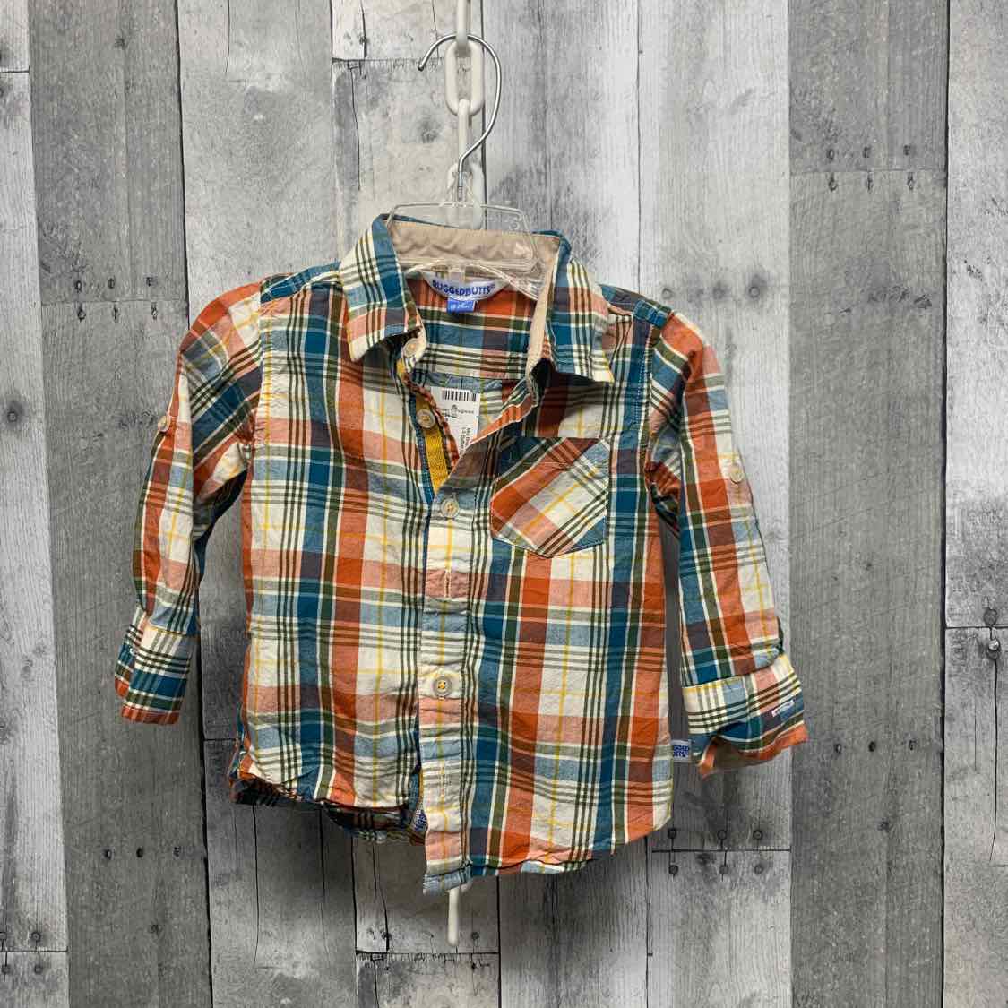 Size 18-24 Months Orange/Tan Mid Brand LS Button Up