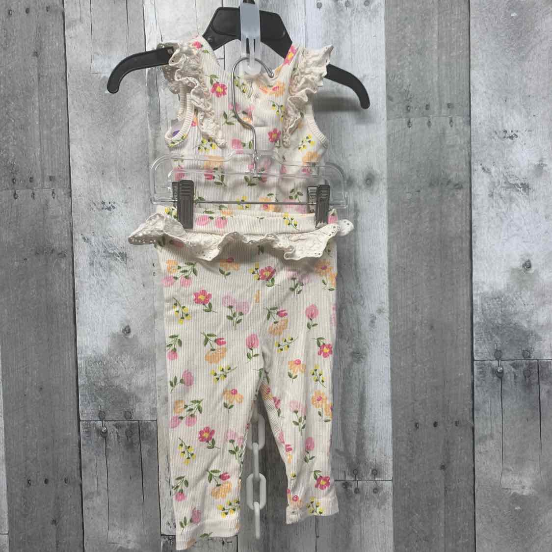 Size 3-6 Months White/Pink B Brand Shirt/Leggings