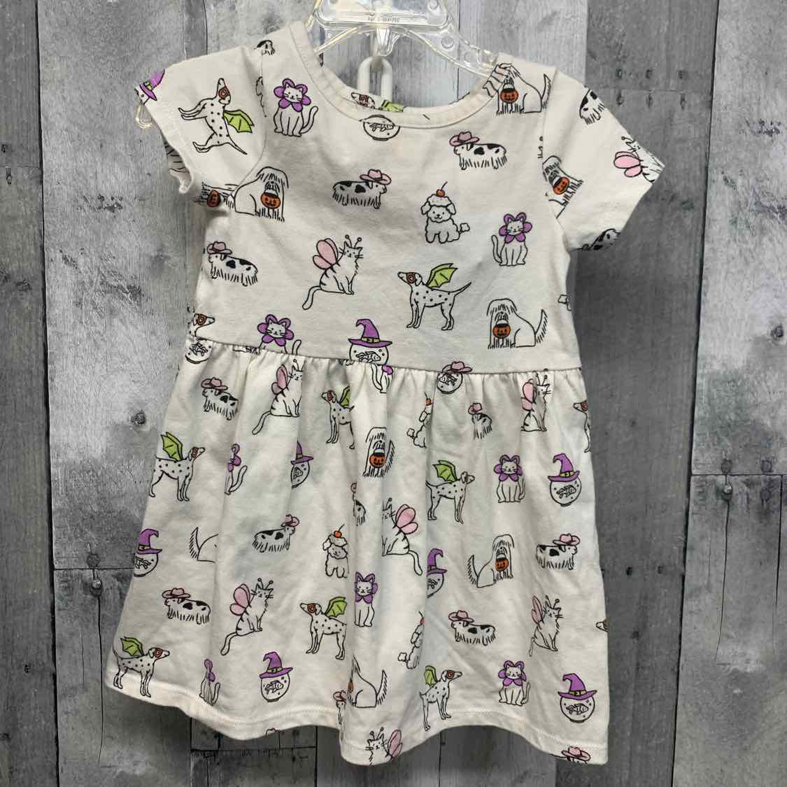 Size 2T White Print Cat & Jack Dress - Knit