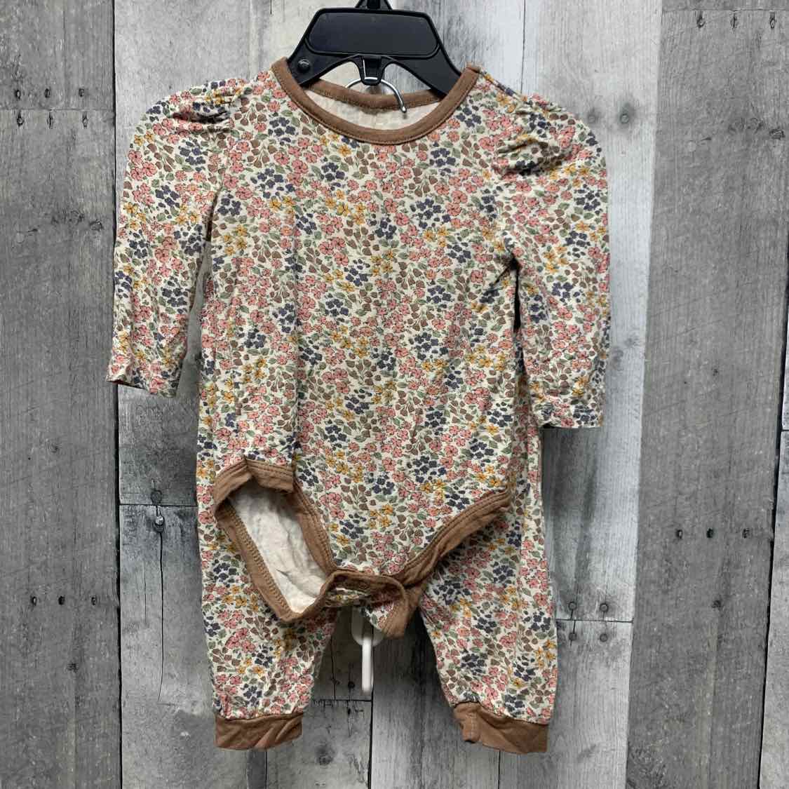 Size 3-6 Months White/Brown Bamboo Shirt/Pants