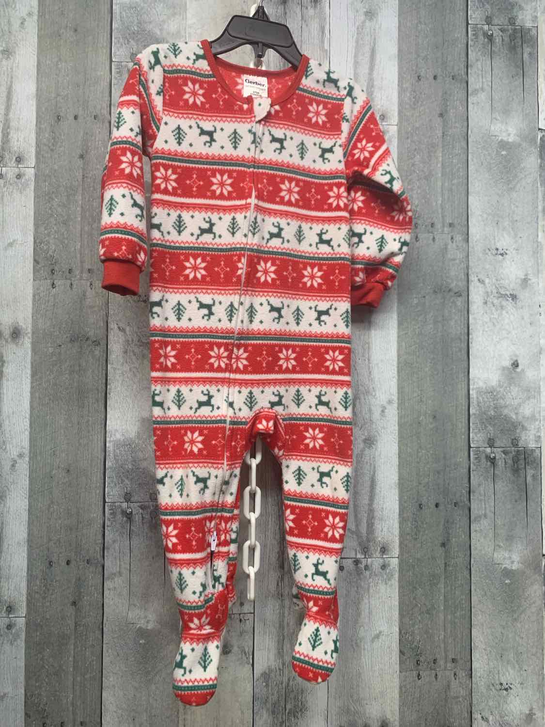 Size 2T Red/White Gerber Footy PJs