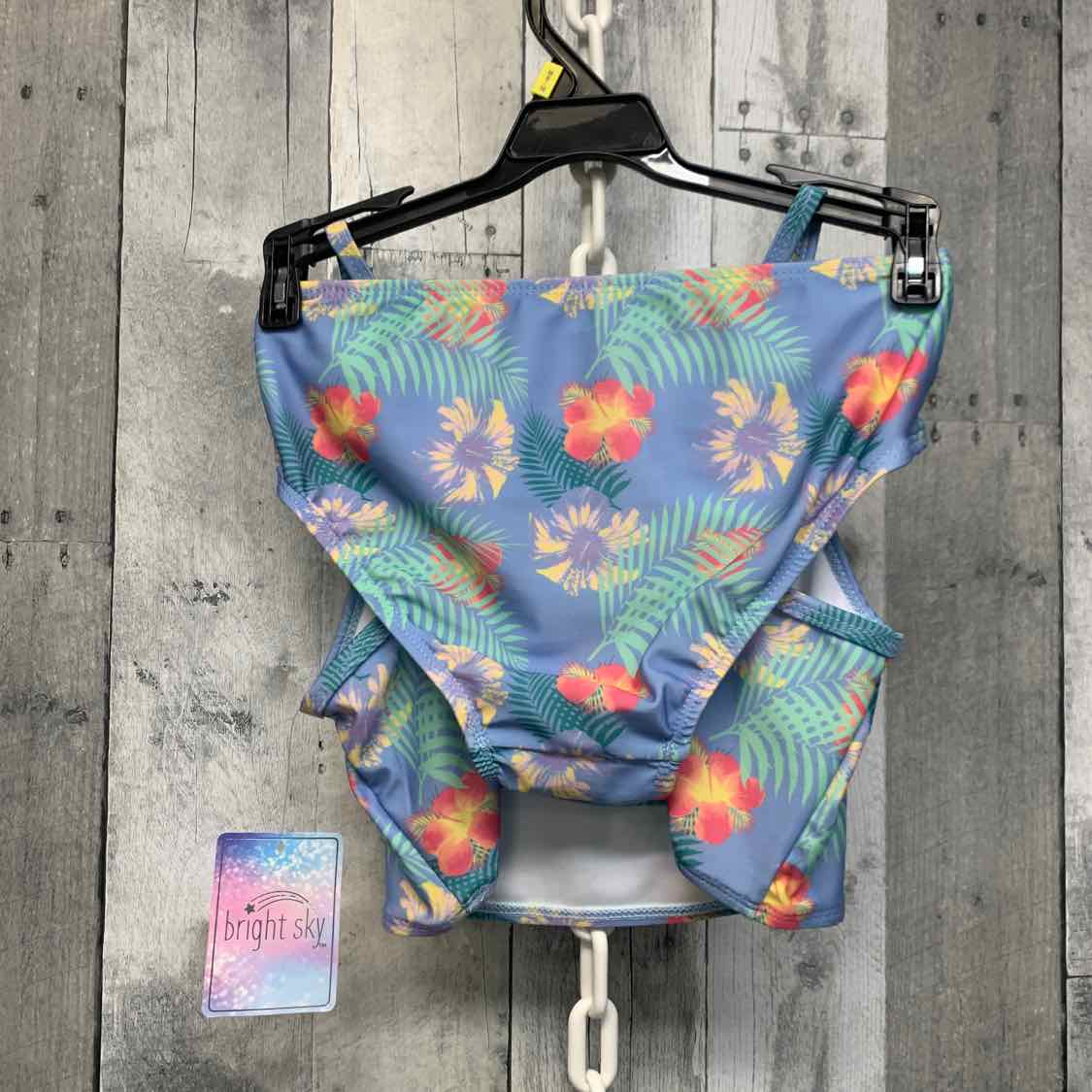 Size Medium Blue Floral Print B Brand Swim Suit - 2pc+ - OodlesCB