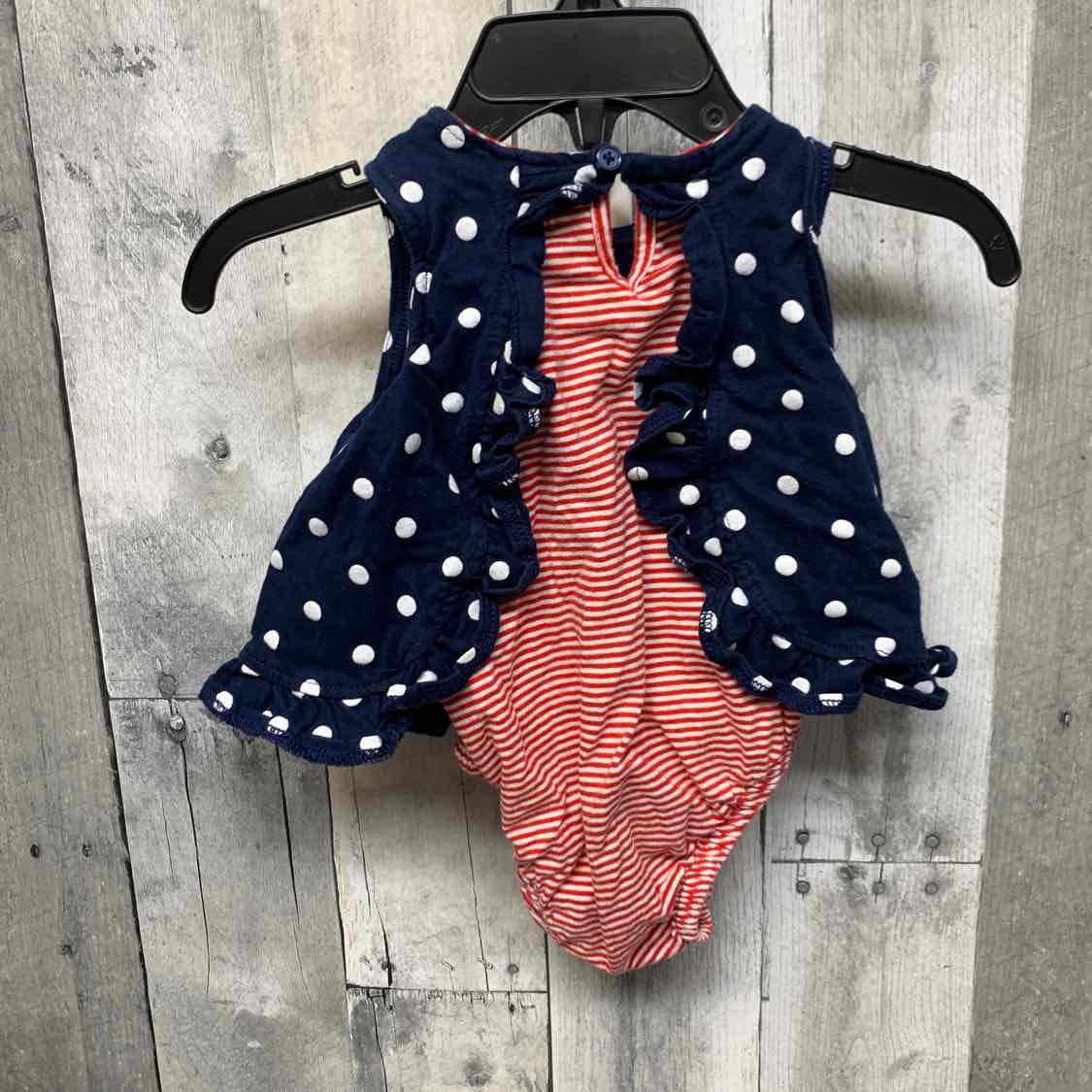 Size 0-3 Months Navy/Red Child of Mine Romper