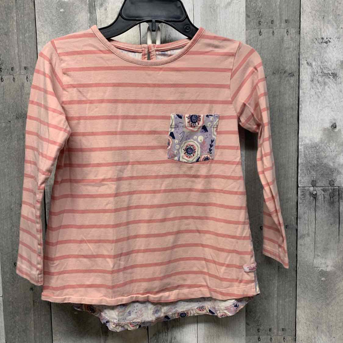 Size 8 Pink Striped Ruffle Butts Long Sleeve Shirt