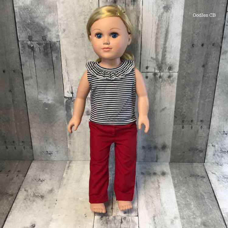 Black/White Stripe Shirt & Red Pants - OodlesCB