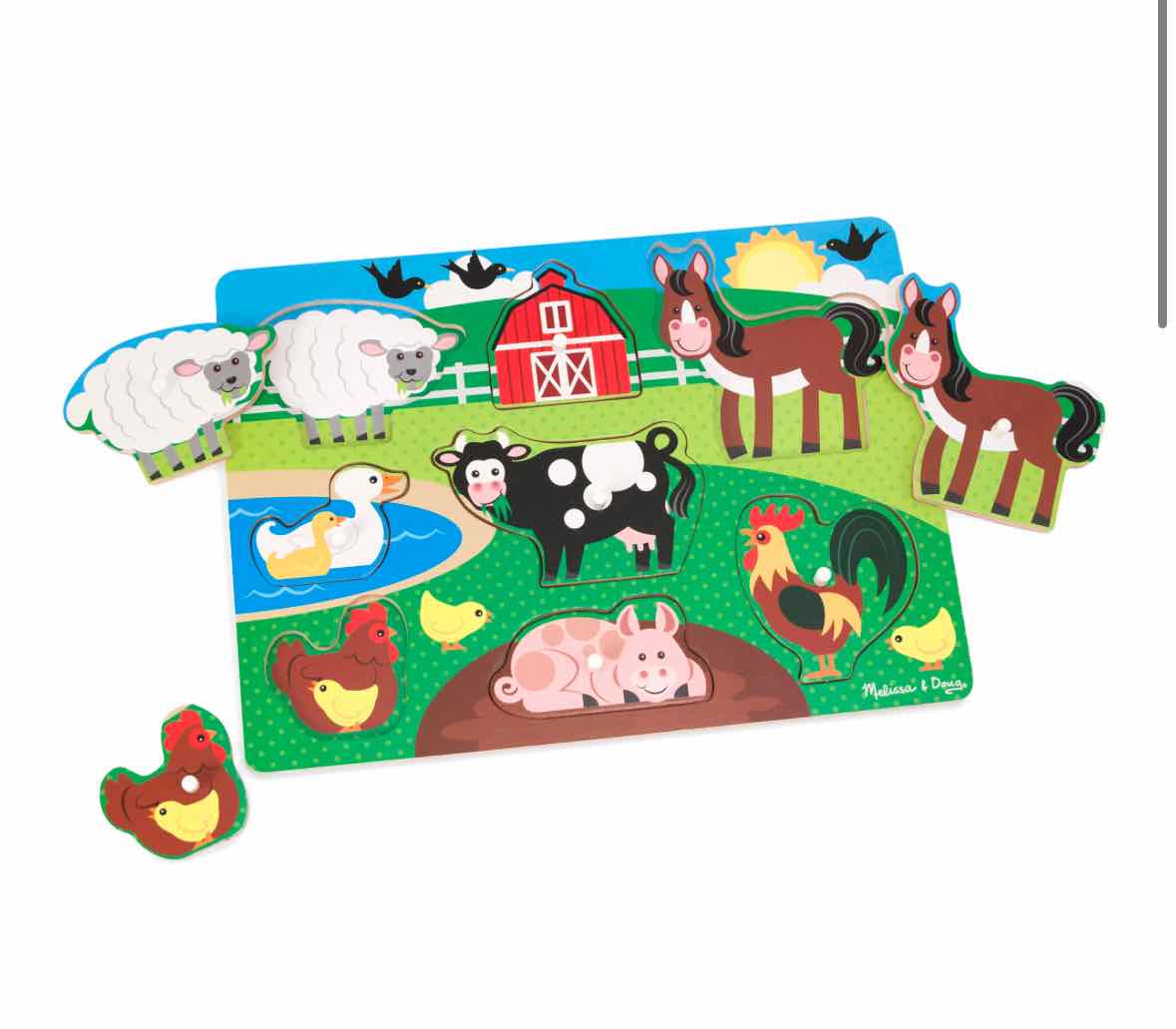Melissa & Doug Farm Peg Puzzle - OodlesCB