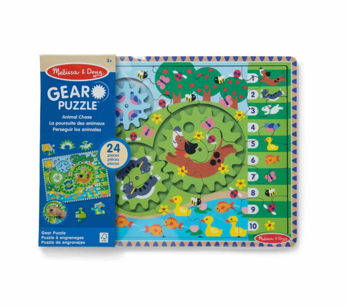 Melissa & Doug Animal Chase I-Spy Wooden Gear Puzzle - OodlesCB