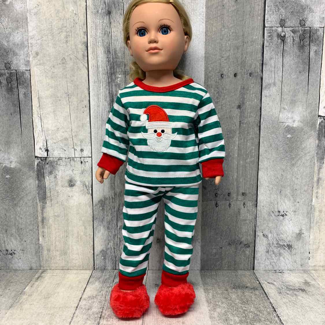 2pc Santa PJs w/ Red Fuzzy Slippers - OodlesCB