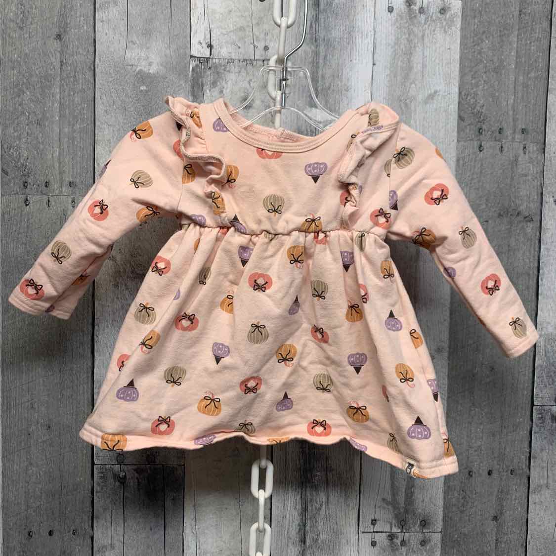 Size 12 Months Pink Print B Brand LS Dress