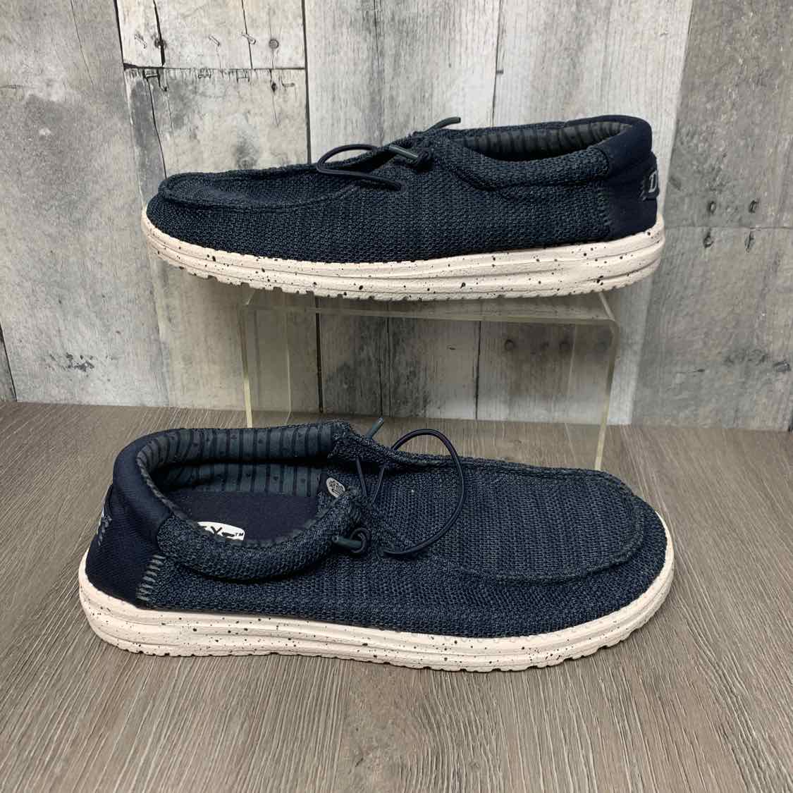 Size 7 Navy/White Hey Dude Loafers