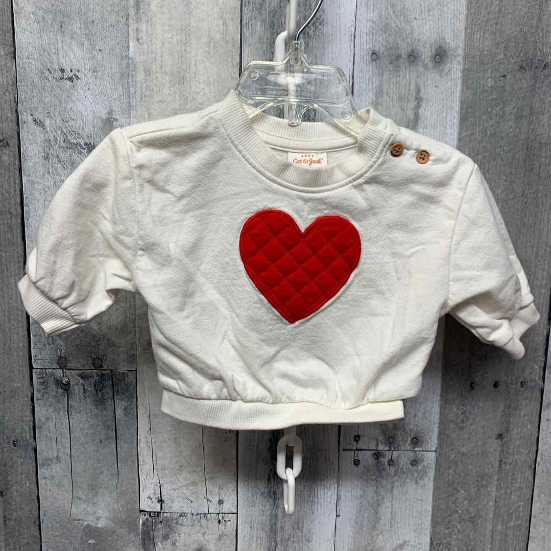 Size 0-3 Months White/Red Cat & Jack Sweat Shirt