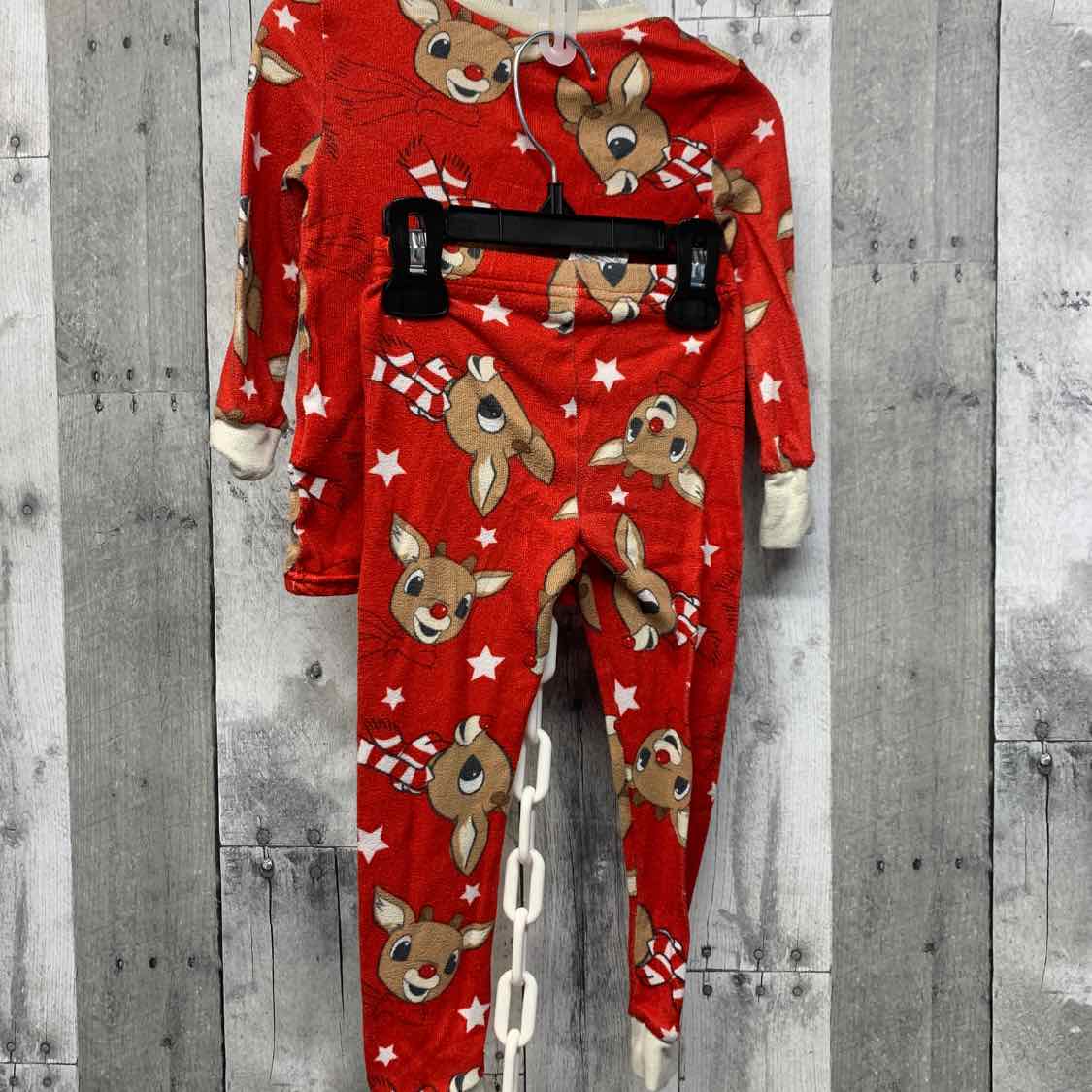 Size 2T Red Print Holiday Brands 2pc PJs