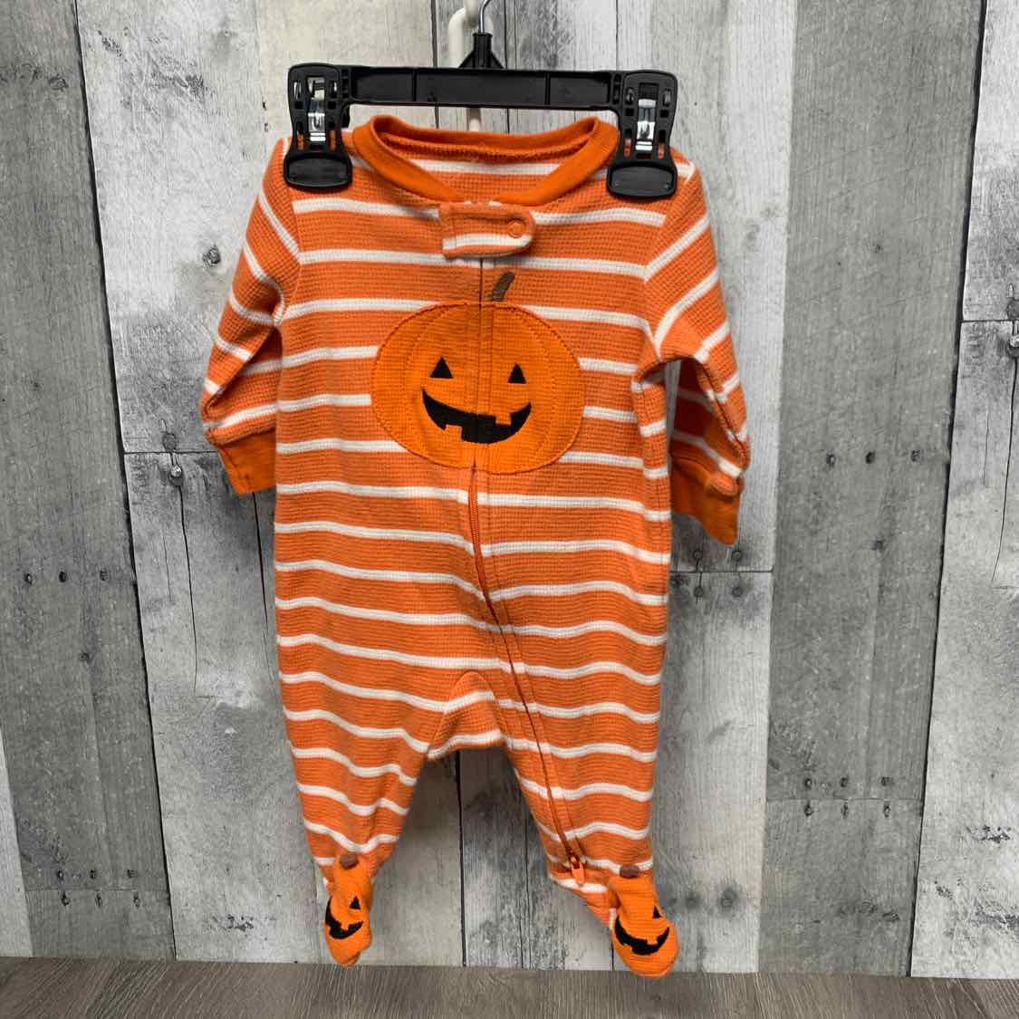 Size 3 Months Orange Striped Just One You Footy PJs
