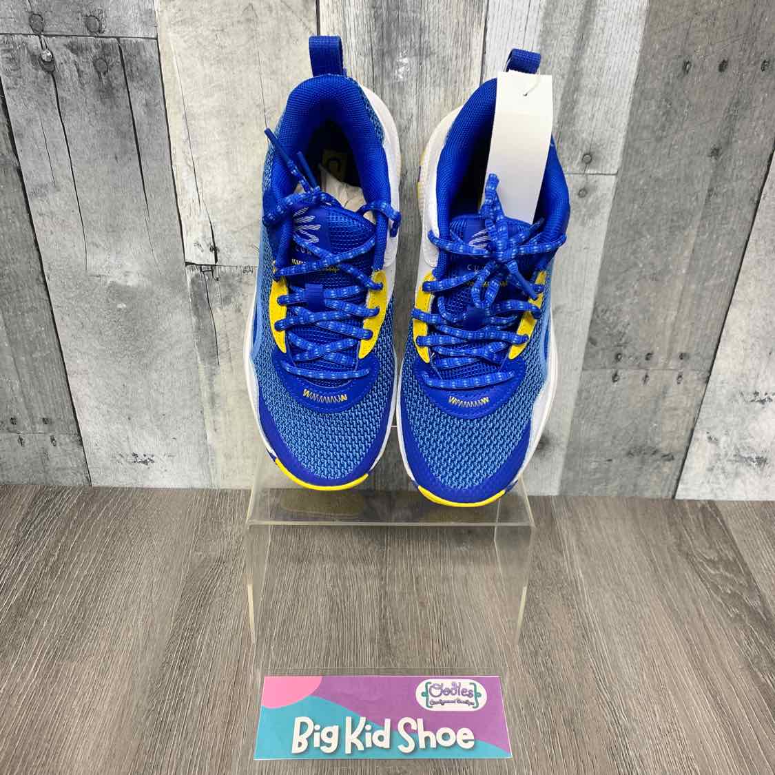 Size 5 Blue/Yellow Sport Brand Sneakers