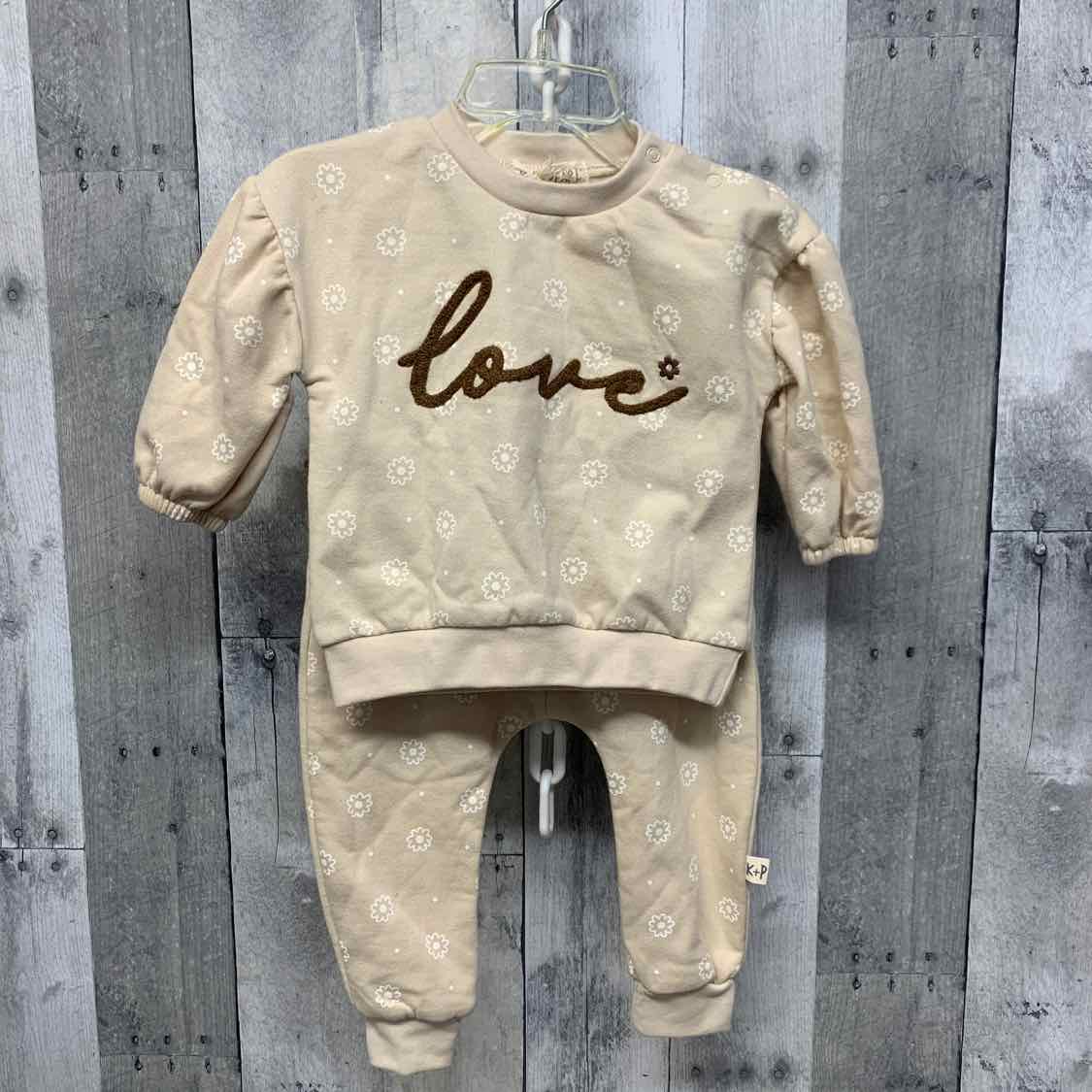 Size 6-9 Months Tan Print B Brand Sweats - 2pc