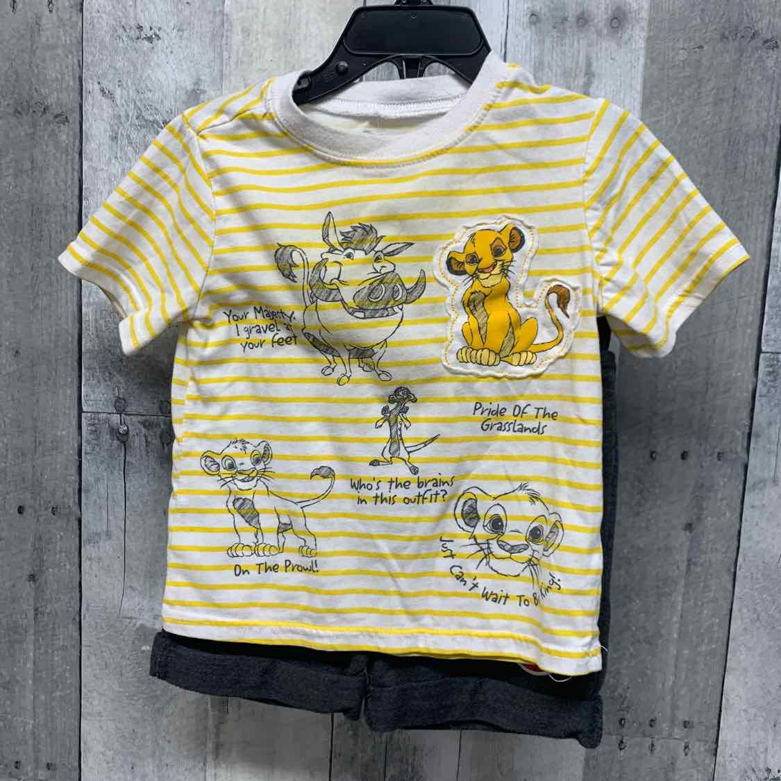 Size 24 Months Yellow/Gray Disney Shirt/Shorts