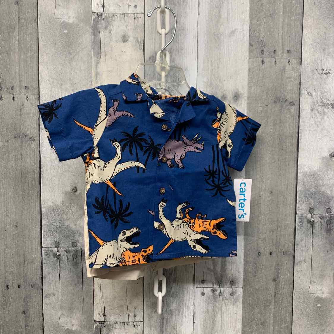 Size 6 Months Navy/Tan Carter's Shirt/Shorts