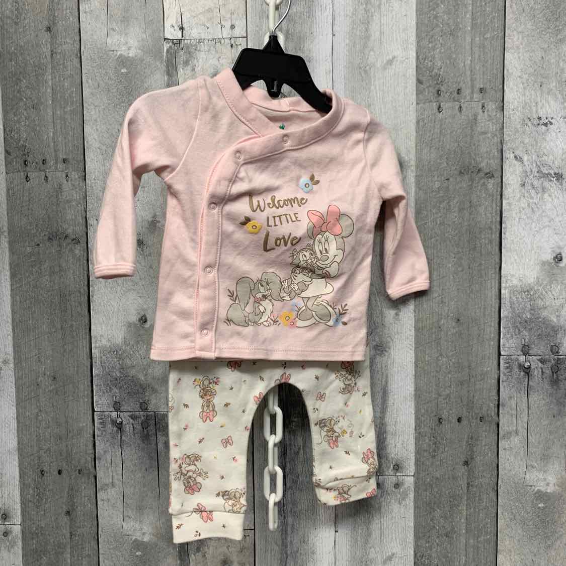 Size 3-6 Months Pink/White Disney Shirt/Pants