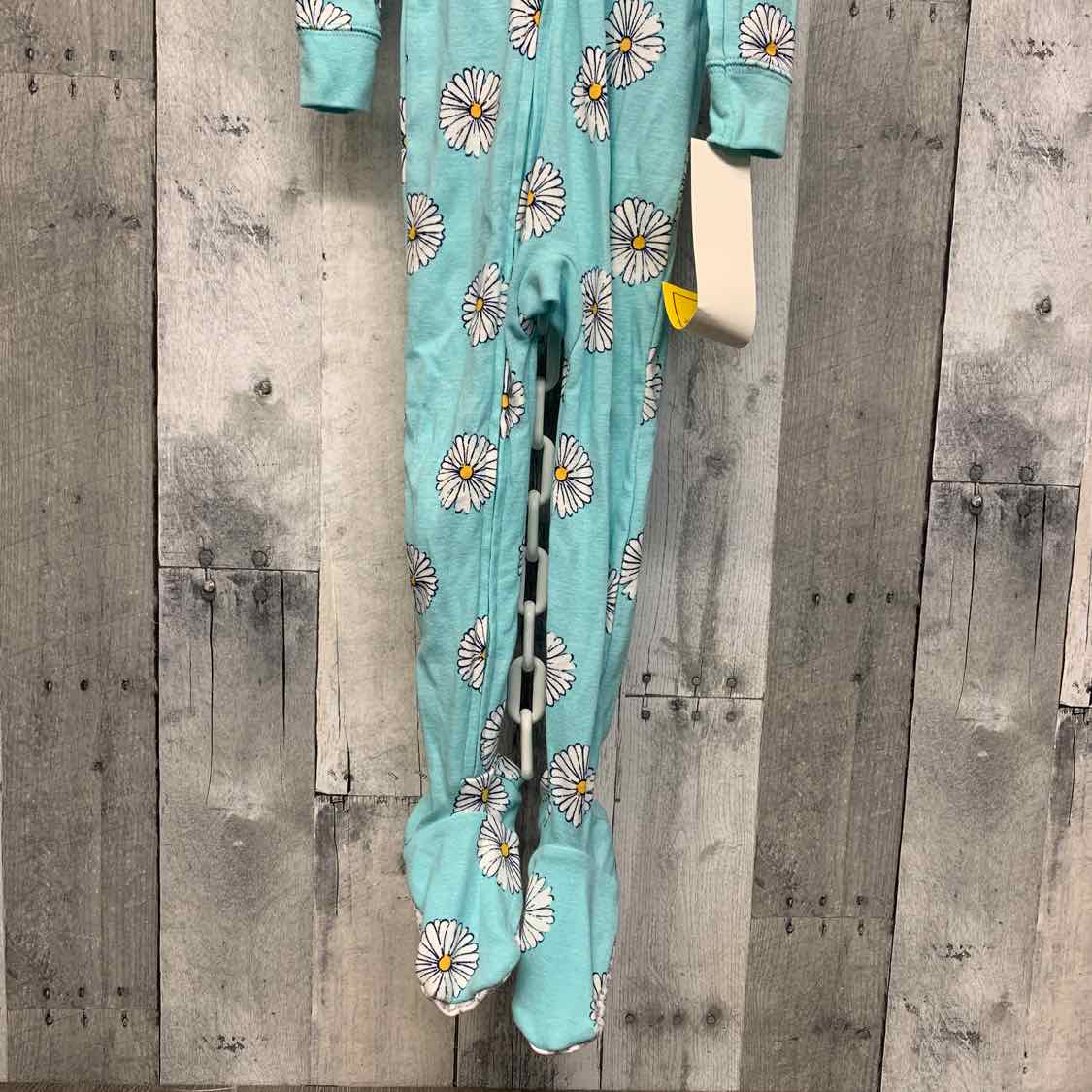 Size 3T Blue Floral Print Child of Mine Footy PJs