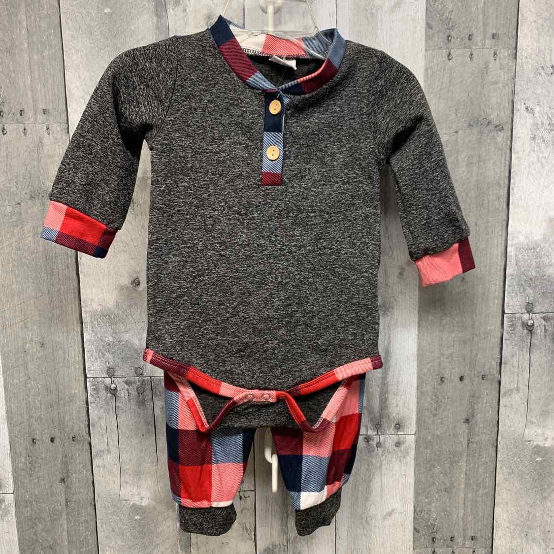 Size 3-6 Months Gray/Red B Brand Shirt/Pants