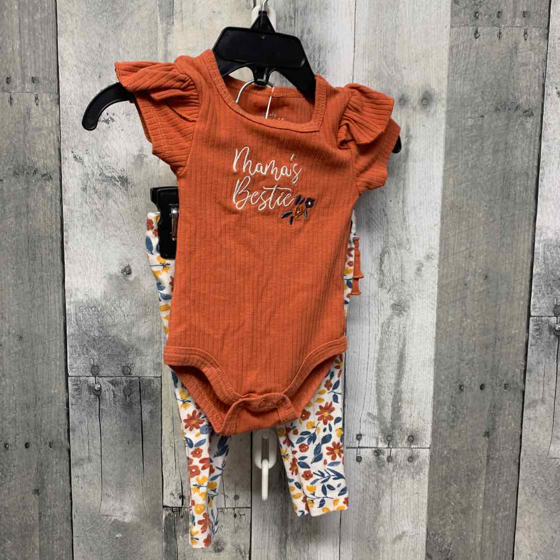 Size 6 Months Orange/White Baby Essentials Shirt/Leggings