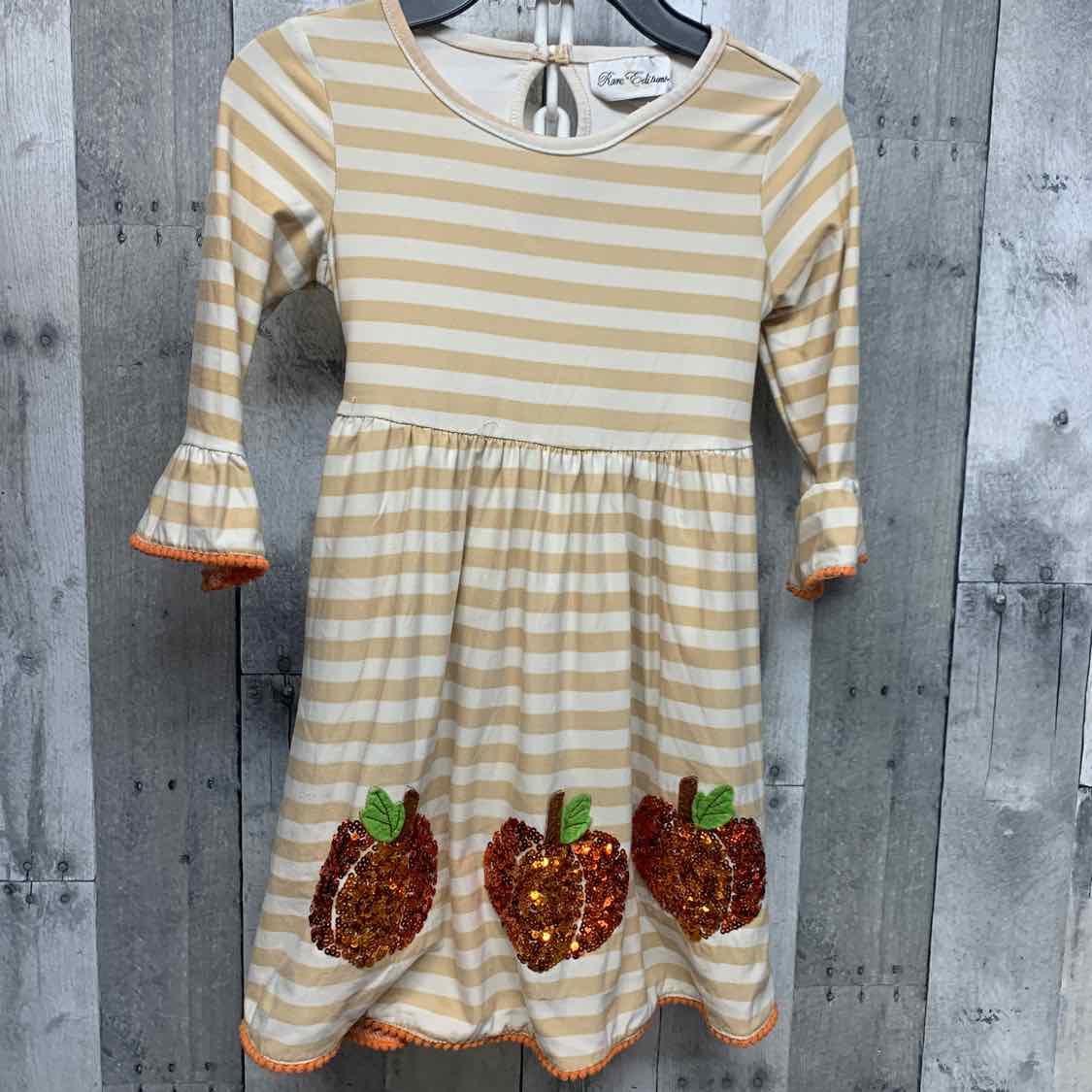 Size 6 Tan/Orange Rare Editions LS Dress