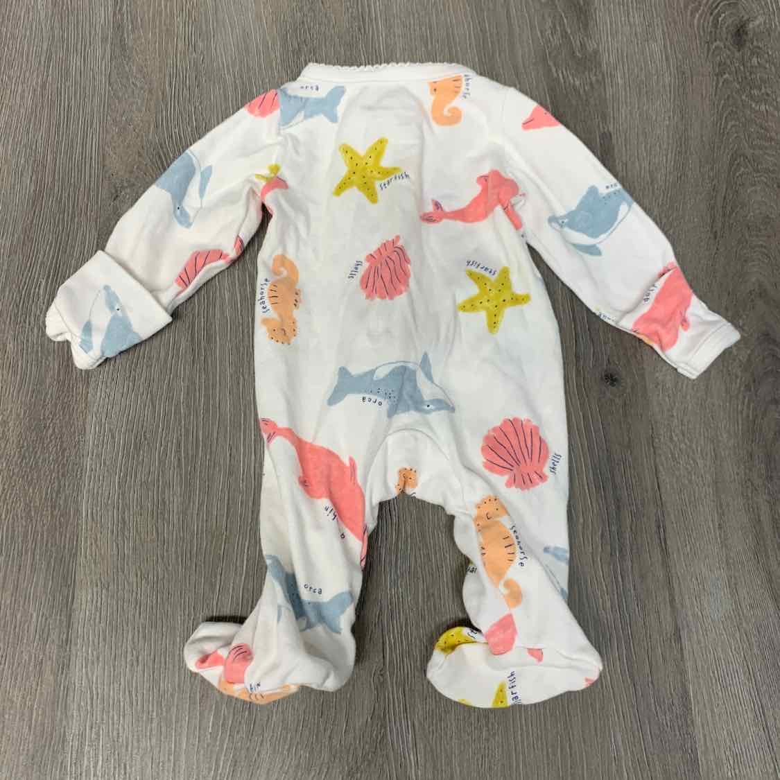 Size Preemie White Print Child of Mine Footy PJs