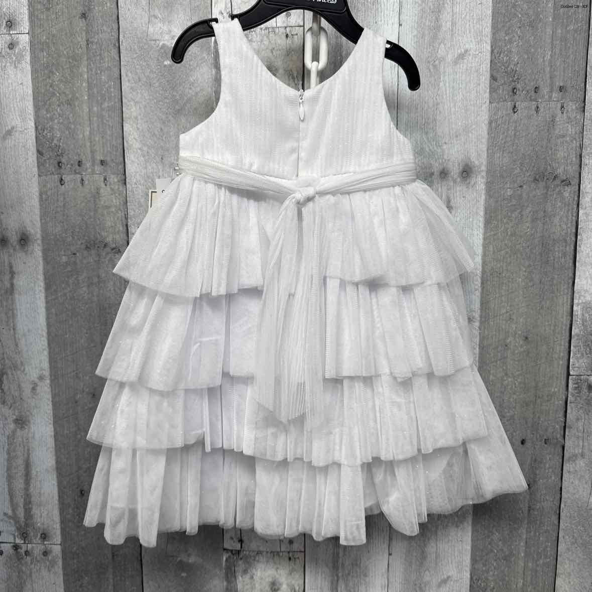 Size 6 Months White/Silver B Brand Dress - Party