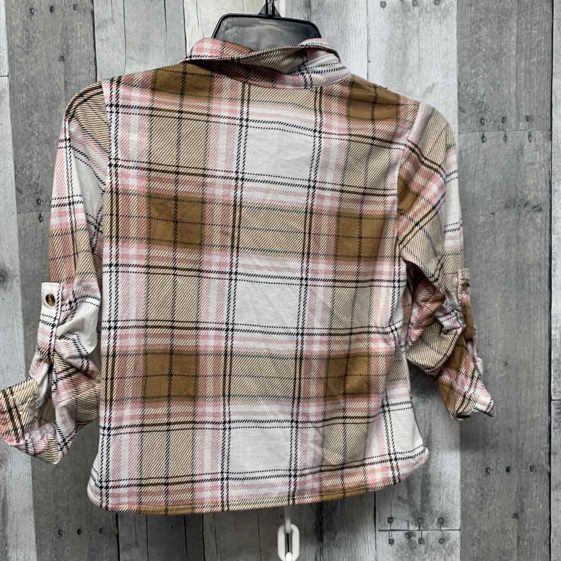 Size 6 Pink/Brown B Brand LS Button Up
