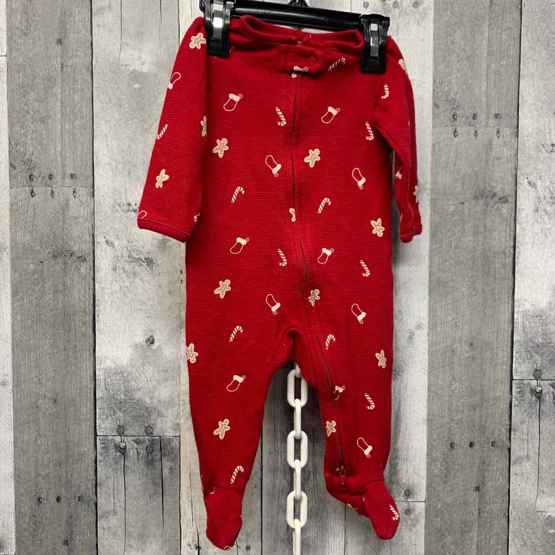 Size 6 Months Red Print Just One You Footy PJs