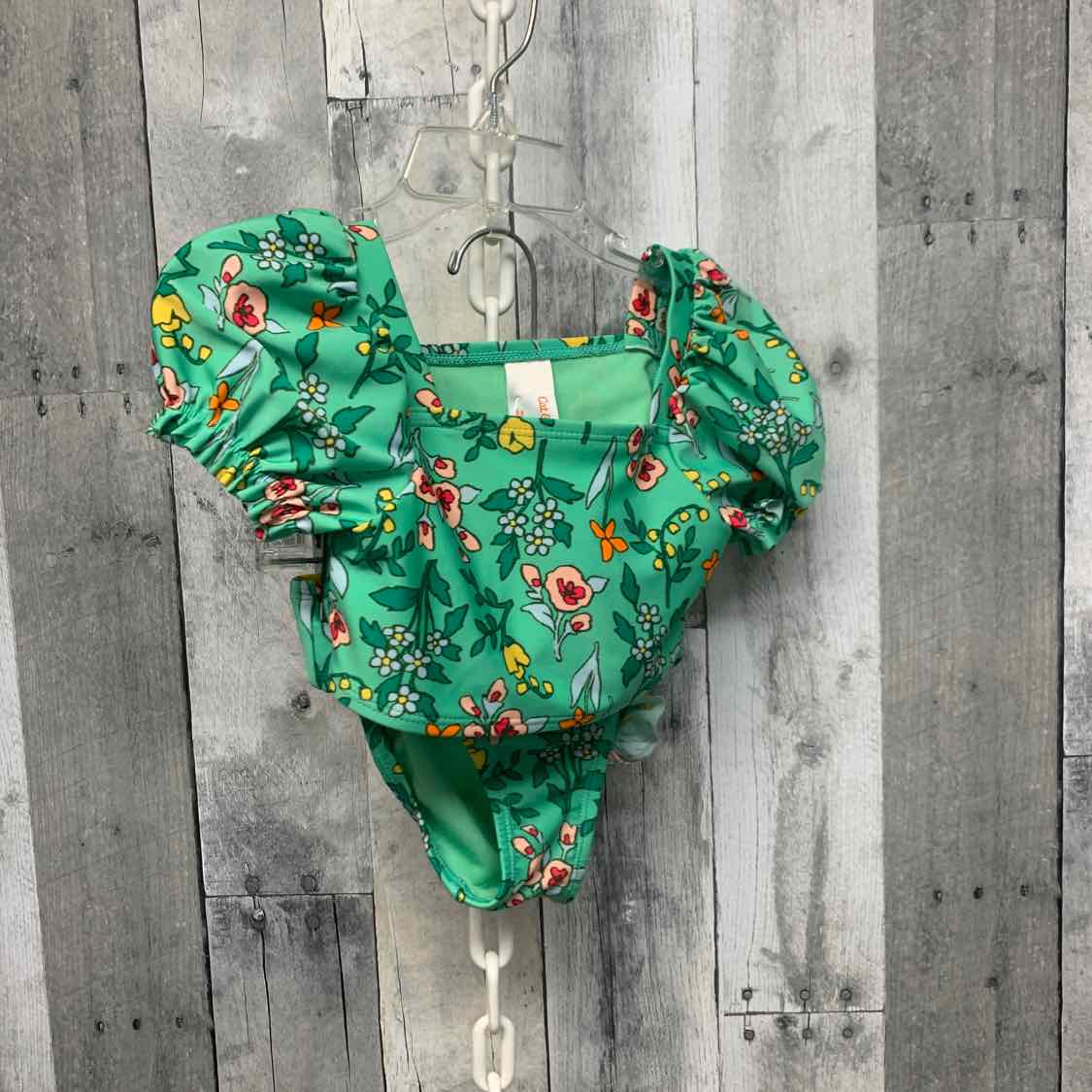Size 3T Green Floral Print Cat & Jack Swim Suit - 2pc+