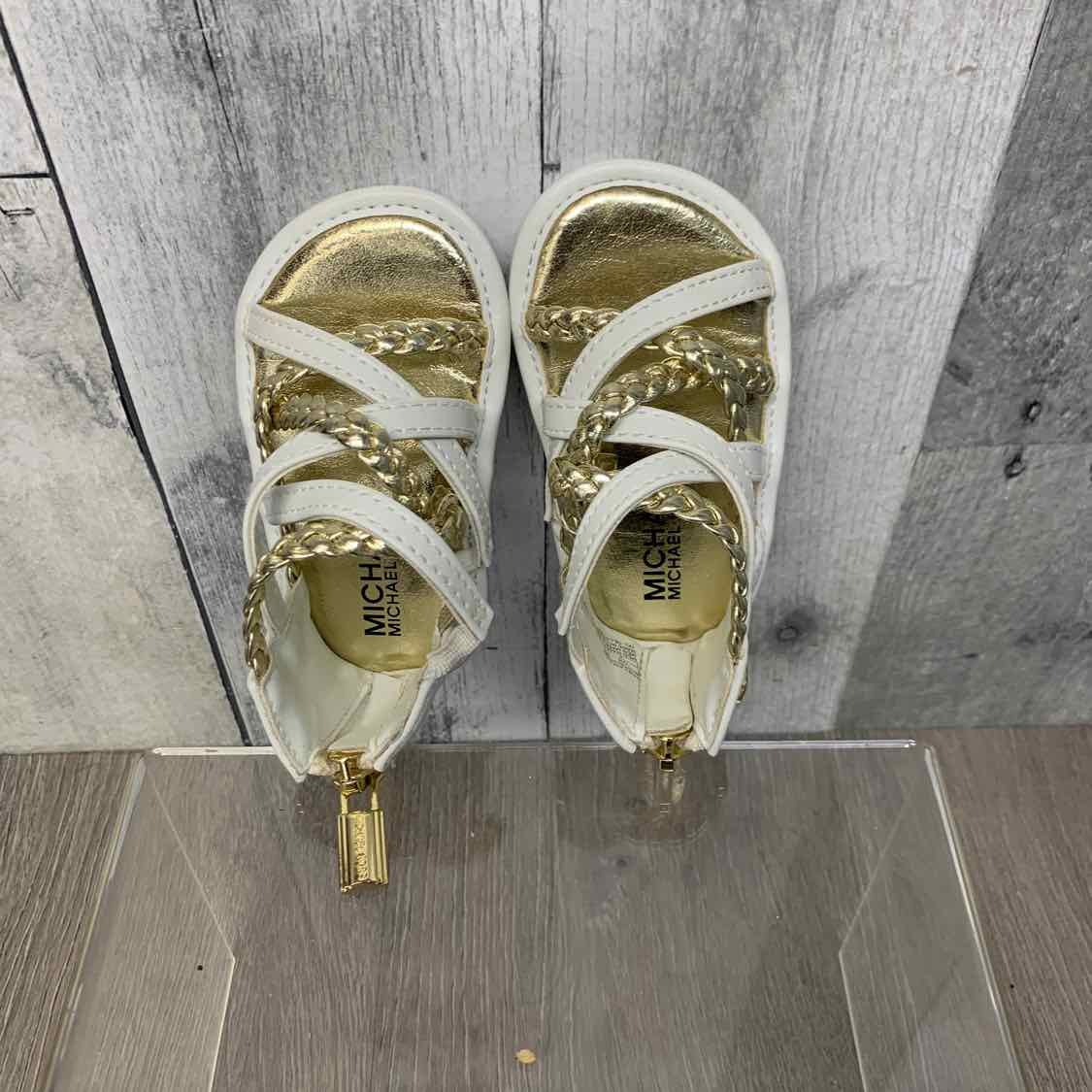 Size 2 White/Gold Michael Kors Sandals