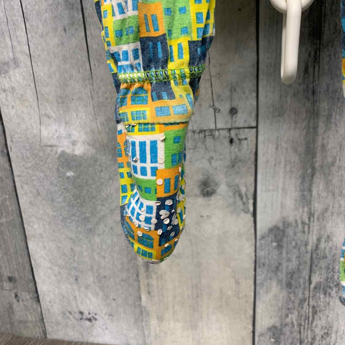 Size 3-6 Months Green/Blue Bamboo Footy PJs