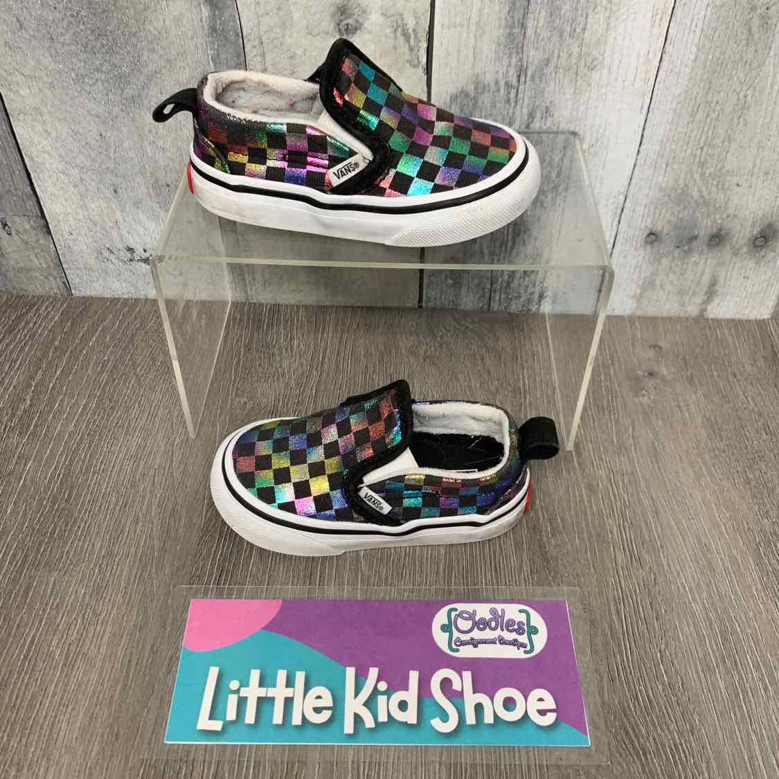 Size 4.5 Black Checker Vans Sneakers - OodlesCB
