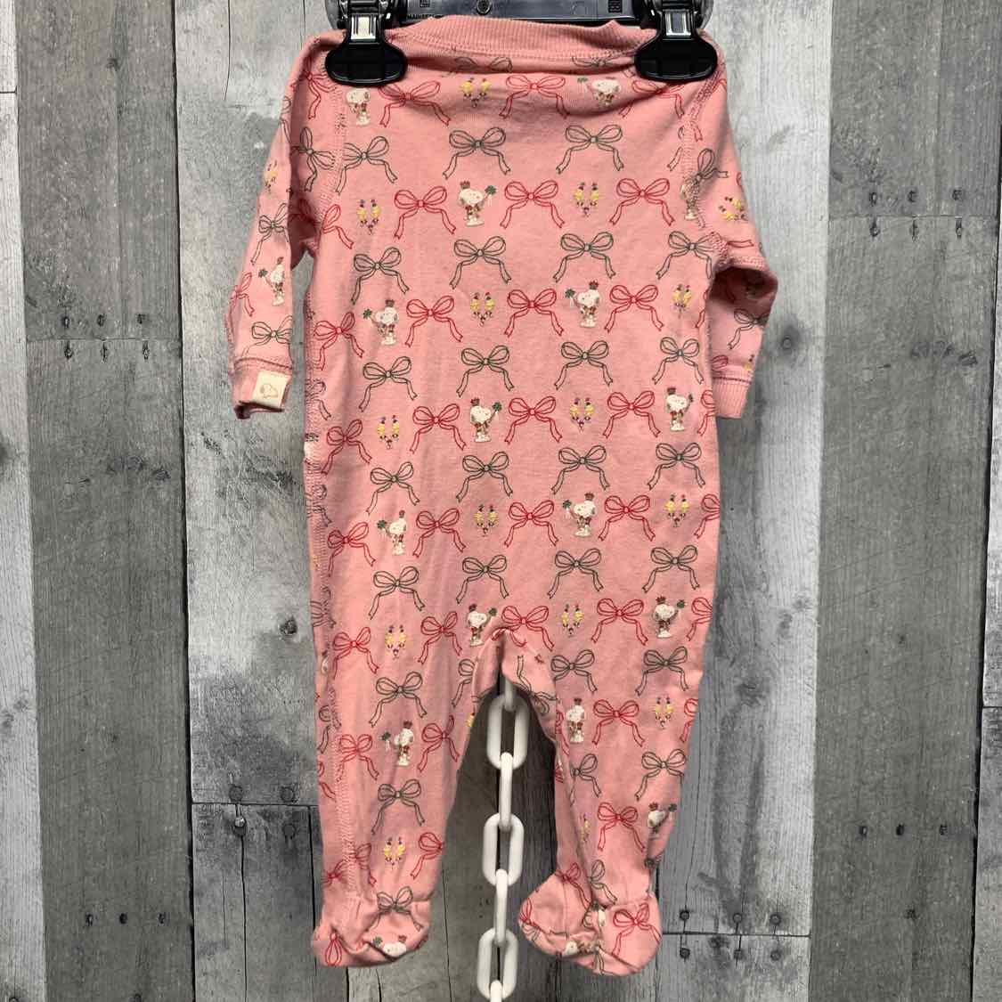 Size 0-3 Months Pink Print Peanuts Footy PJs