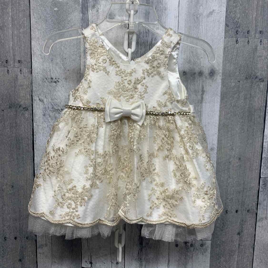 Size 9 Months White/Gold American Princess Dress - Party