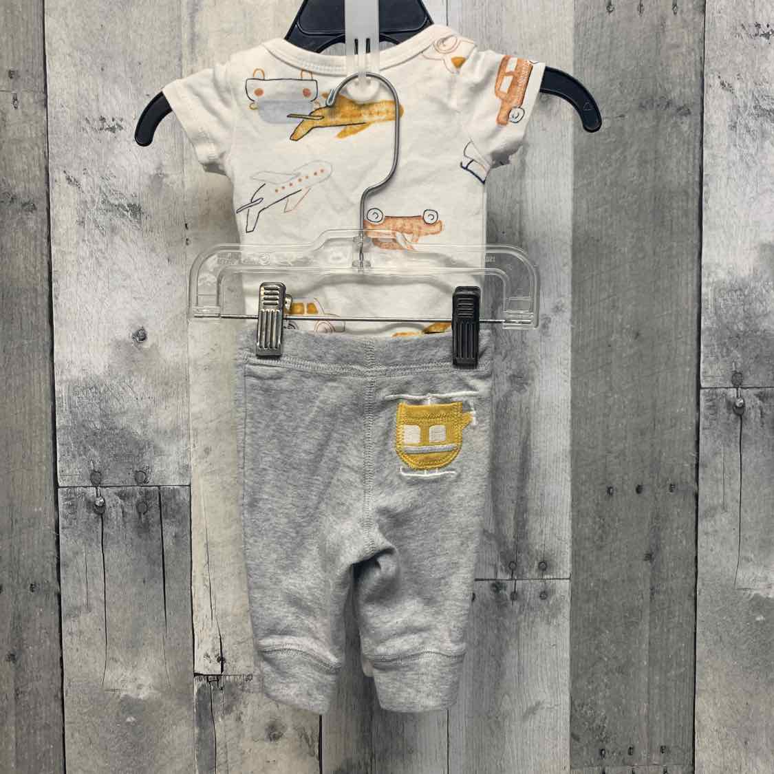 Size Newborn White/Gray Carter's Shirt/Pants - OodlesCB