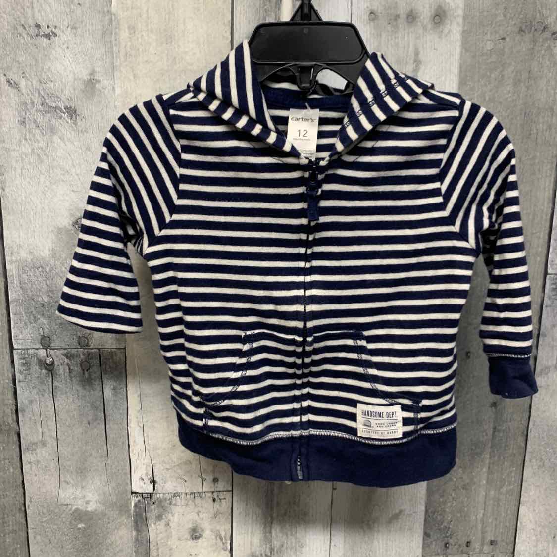 Size 12 Months Navy Striped Carter's Light Jacket