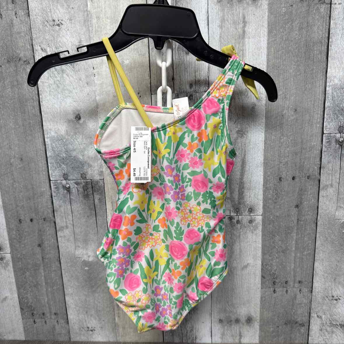 Size 4/5 White/Pink Cat & Jack Swim Suit - 1pc