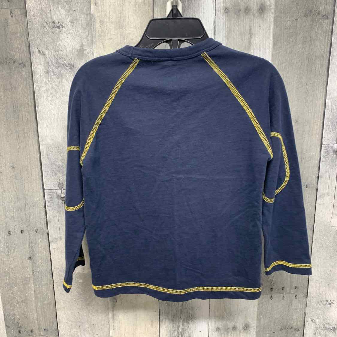 Size 3/4 Navy/Yellow Mini Boden Long Sleeve Shirt