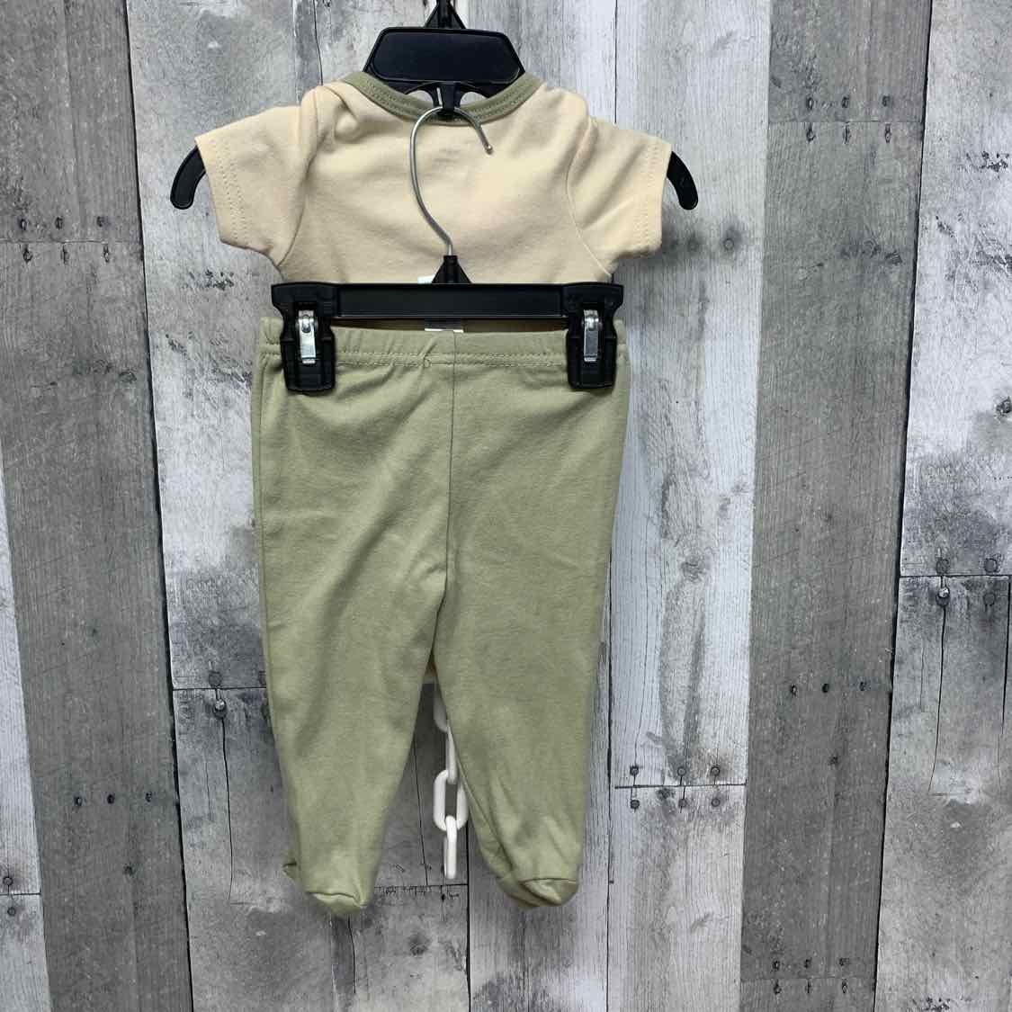 Size 3-6 Months Tan/Green Chick Pea Shirt/Pants