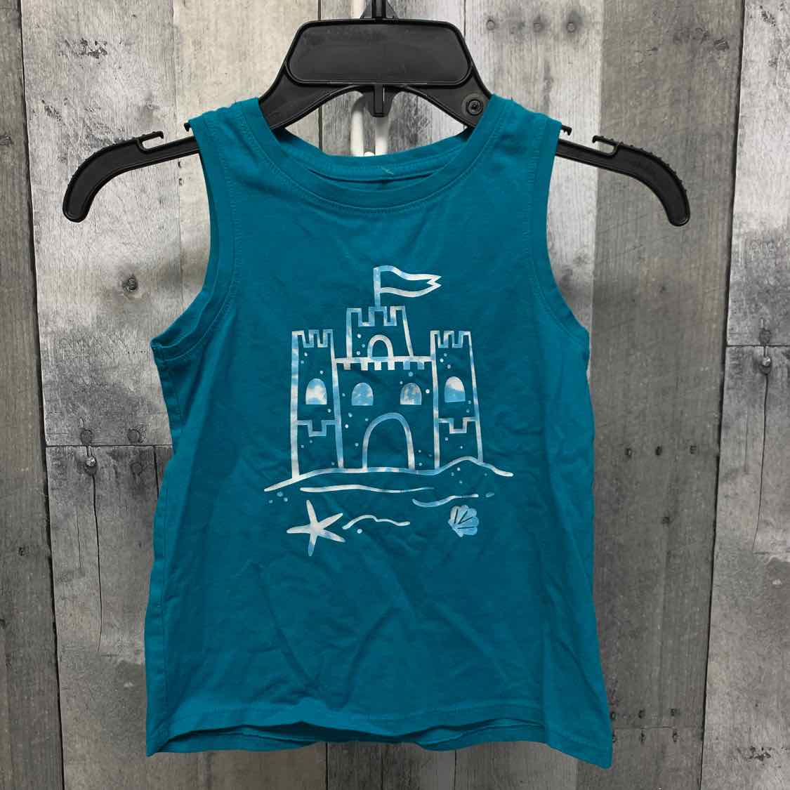 Size 5T Teal Graphic Cat & Jack Tank Top