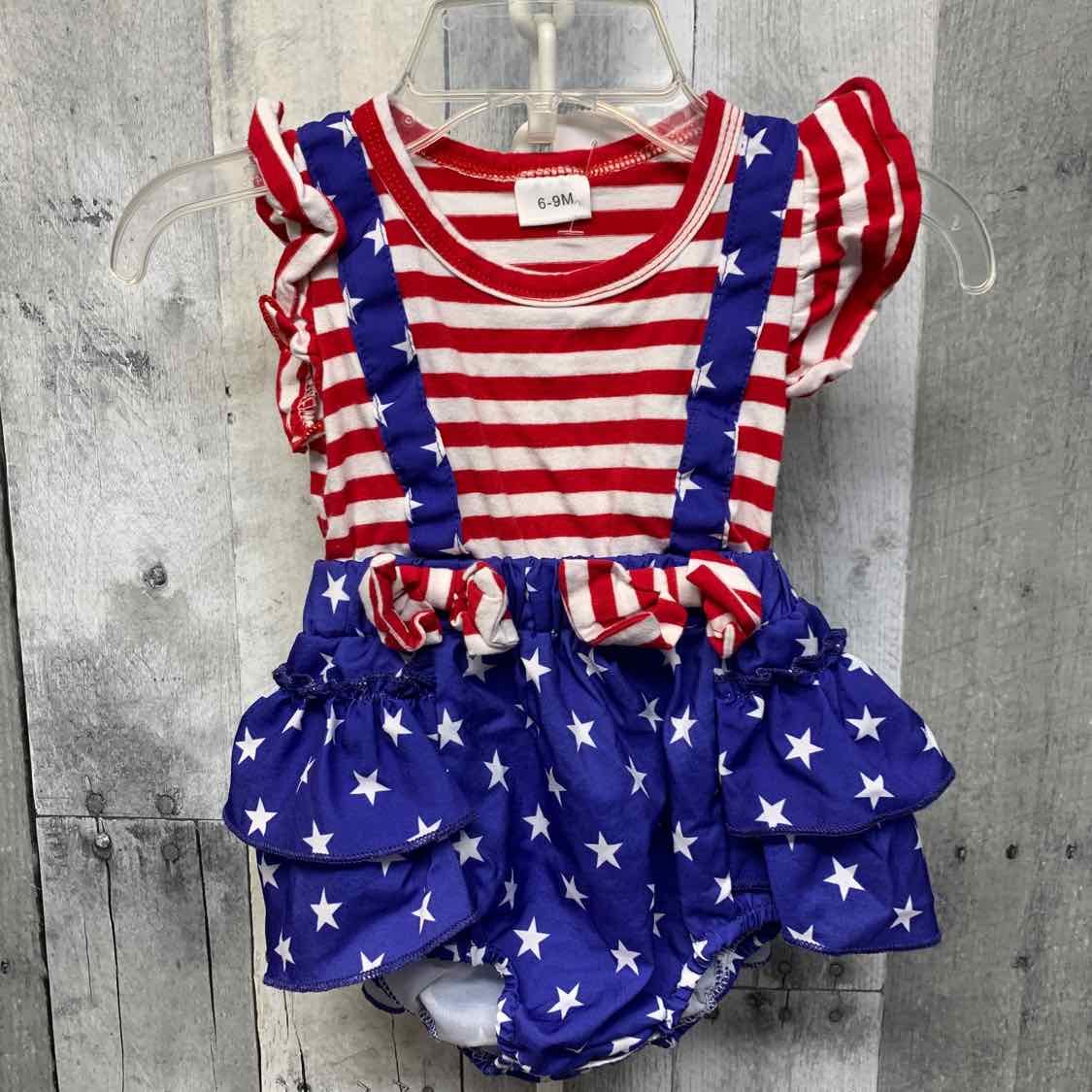 Size 6-9 Months Red/Blue B Brand Romper