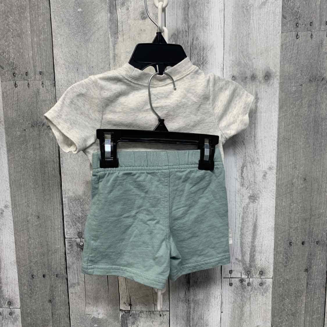 Size 9 Months Gray/Green Just One You Shirt/Shorts